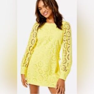 Lilly Yellow Eyelet Romper Dress